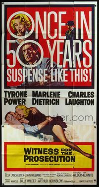 5b359 WITNESS FOR THE PROSECUTION 3sh '58 Billy Wilder, Tyrone Power, Marlene Dietrich, Laughton