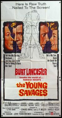 5b362 YOUNG SAVAGES 3sh '61 Burt Lancaster, John Frankenheimer, produced by Harold Hecht!