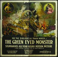 5b002 GREEN EYED MONSTER 6sh '19 stupendous all-star negro motion picture, stone litho train art!