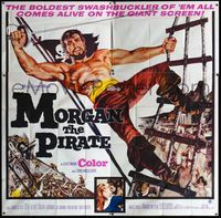 5b049 MORGAN THE PIRATE int'l 6sh '61 Morgan il pirate, huge art of barechested Steve Reeves!