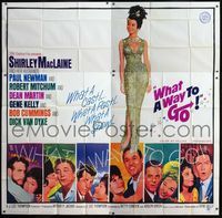 5b069 WHAT A WAY TO GO 6sh '64 Shirley MacLaine, Paul Newman, Robert Mitchum, Dean Martin