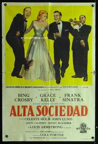 5b467 HIGH SOCIETY Argentinean '56 Frank Sinatra, Bing Crosby, Grace Kelly & Louis Armstrong!