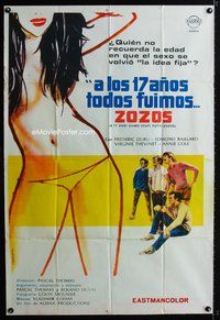 5b493 LES ZOZOS Argentinean '73 art of teen boys staring at topless bikini girl by Manfredo!