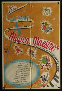 5b503 MAKE MINE MUSIC Argentinean '46 Walt Disney full-length cartoon, wonderful piano musical art!