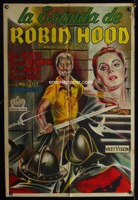 5b510 MEN OF SHERWOOD FOREST Argentinean '56 art of Don Taylor as Robin Hood fighting many guards!