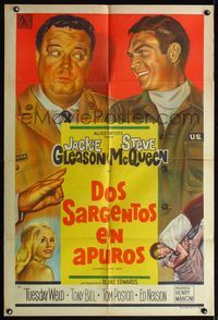 5b553 SOLDIER IN THE RAIN Argentinean '64 art of misfit soldiers Steve McQueen & Jackie Gleason!