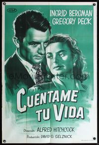 5b558 SPELLBOUND Argentinean R60s Alfred Hitchcock, close up art of Ingrid Bergman & Gregory Peck!