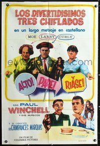 5b563 STOP LOOK & LAUGH Argentinean '60 Three Stooges, Larry, Moe & Curly + chimpanzees & dummy!