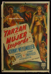 5b567 TARZAN & THE LEOPARD WOMAN Argentinean '46 art of Johnny Weissmuller & Acquanetta!