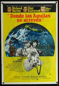 5b596 WHERE EAGLES DARE Argentinean '68 great art of Clint Eastwood, Richard Burton, Mary Ure!