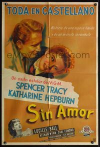 5b601 WITHOUT LOVE Argentinean '45 close up of Spencer Tracy & Katharine Hepburn + Lucille Ball!
