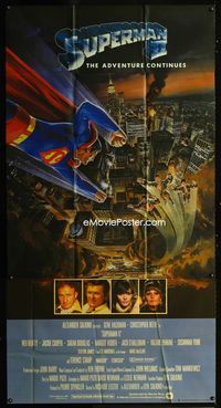 5b082 SUPERMAN II English 3sh '81 Christopher Reeve, great art over New York City by Daniel Gouzee!