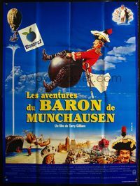 5c003 ADVENTURES OF BARON MUNCHAUSEN French 1p '89 Terry Gilliam, art of John Neville on cannonball