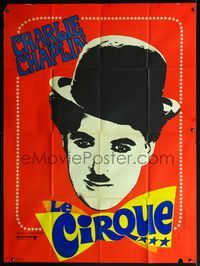 5c047 CIRCUS French 1p R70s Charlie Chaplin slapstick classic, art by Jouineau Bourduge!