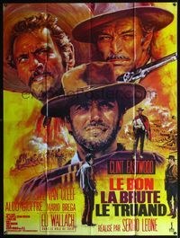 5c103 GOOD, THE BAD & THE UGLY French 1p R80s Sergio Leone, art of Eastwood & Van Cleef by Mascii!