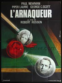 5c113 HUSTLER French 1p R82 different art of Newman, George C. Scott & Piper Laurie on pool balls!
