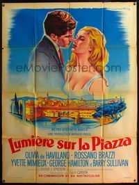5c134 LIGHT IN THE PIAZZA French 1p '61 art of Yvette Mimieux & George Hamilton by Roger Soubie!