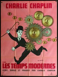 5c143 MODERN TIMES French 1p R70s art of Charlie Chaplin & gears by Leo Kouper!