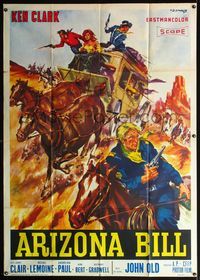 5c165 ROAD TO FORT ALAMO French 1p '64 Mario Bava, cool stagecoach art by DiStefano!