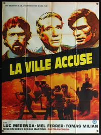 5c172 SILENT ACTION French 1p '75 close up of Luc Merenda, Mel Ferrer, Tomas Milan & in gunfight!