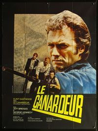 5c183 THUNDERBOLT & LIGHTFOOT French 1p '74 different close up of Clint Eastwood with HUGE gun!