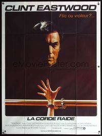 5c184 TIGHTROPE French 1p '84 Clint Eastwood is a cop on the edge, cool handcuff image!