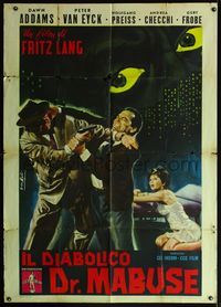 5c304 1000 EYES OF DR MABUSE Italian 1p '60 Fritz Lang, cool completely different art by Nistri!