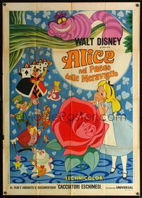 5c307 ALICE IN WONDERLAND Italian 1p R60s Walt Disney, great cartoon image of all characters!