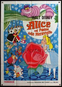 5c308 ALICE IN WONDERLAND Italian 1p R80s Disney, completely different image of all characters!