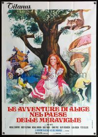 5c309 ALICE'S ADVENTURES IN WONDERLAND Italian 1p '74 cool fantasy artwork of top cast!