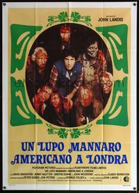 5c313 AMERICAN WEREWOLF IN LONDON Italian 1p '81Landis,wacky different image of Naughton & zombies!