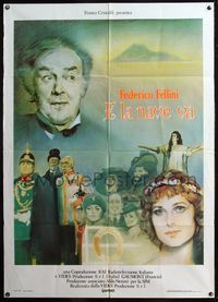 5c315 AND THE SHIP SAILS ON Italian 1p '83 Federico Fellini's E la nave va, cool art of cast!