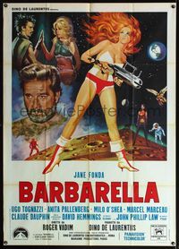 5c325 BARBARELLA Italian 1p '68 different sexy sci-fi art of Jane Fonda by Mos, Roger Vadim