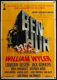 5c333 BEN-HUR Italian 1p '60 Charlton Heston, William Wyler classic religious epic, chariot art!