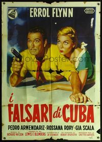 5c338 BIG BOODLE Italian 1p '57 Errol Flynn red-hot in Havana Cuba with sexy Rossana Rory!