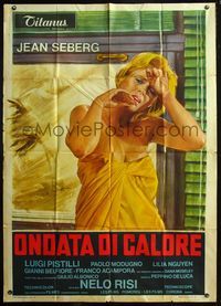 5c387 DEAD OF SUMMER Italian 1p '70 artwork of beautiful Jean Seberg wearing only a towel!