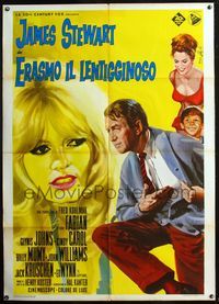 5c391 DEAR BRIGITTE Italian 1p '65 art of Jimmy Stewart & sexy Brigitte Bardot by Enzo Nistri!