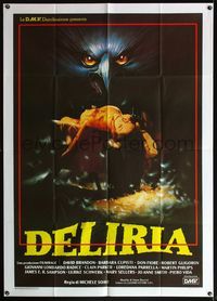 5c396 DELIRIA Italian 1p '87 wild gory horror artwork of bird over dead girl by E. Sciotti!
