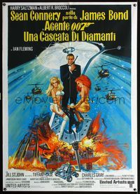 5c399 DIAMONDS ARE FOREVER Italian 1p '71 Sean Connery as James Bond 007 by Robert McGinnis!