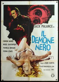 5c403 DRACULA Italian 1p '73 art of vampire Jack Palance & his sexy barely-dressed victim!