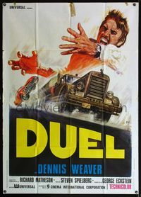 5c404 DUEL Italian 1p '72 Steven Spielberg, Mos art of the most bizarre murder weapon ever used!