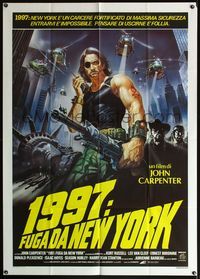 5c412 ESCAPE FROM NEW YORK Italian 1p '81 John Carpenter, different art of Kurt Russell as Snake!