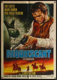 5c476 KILL & PRAY Italian 1p '67 Requiescant, art of Lou Castel w/gun + dead guy with lots of cash!