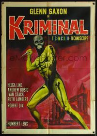 5c480 KRIMINAL export Italian 1p '66 Umberto Lenzi, art of man with knife in cool skeleton costume!