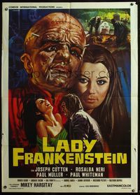 5c483 LADY FRANKENSTEIN Italian 1p '71 La Figlia di Frankenstein, best different art by Crovato!