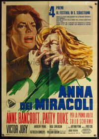 5c509 MIRACLE WORKER Italian 1p '62 Anne Bancroft as Annie Sullivan & Patty Duke as Helen Keller!