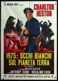 5c525 OMEGA MAN Italian 1p '71 completely different art of Charlton Heston & zombie by Ciriello!