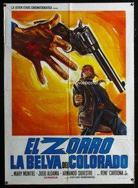5c561 SANTO VS THE RIDERS OF TERROR Italian 1p '70 cool art of masked man shooting man's hand!