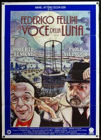 5c634 VOICE OF THE MOON Italian 1p '90 Federico Fellini, Roberto Benigni, cool art by Manara!