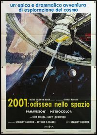 5c201 2001: A SPACE ODYSSEY Italian 2p R70s Stanley Kubrick, art of space wheel by Bob McCall!
